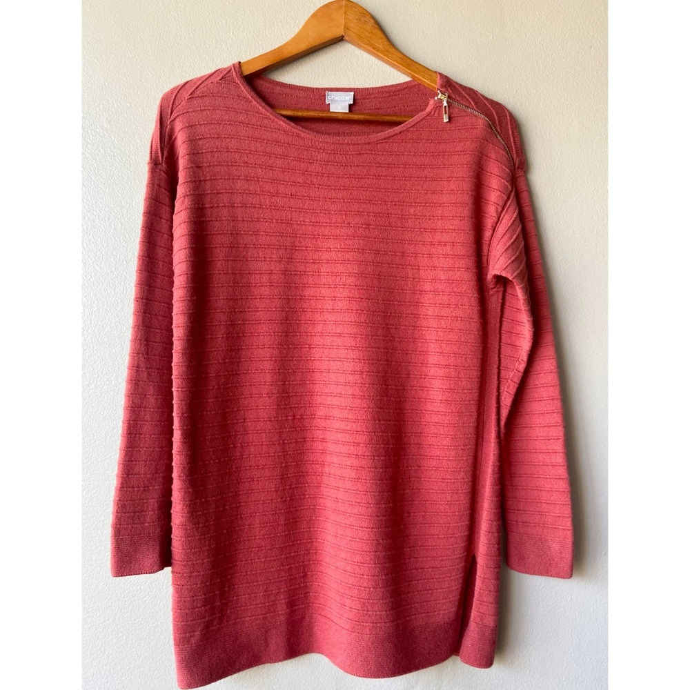 Shoulder-Zipper Textured Long Sweater Dress | Chico’s